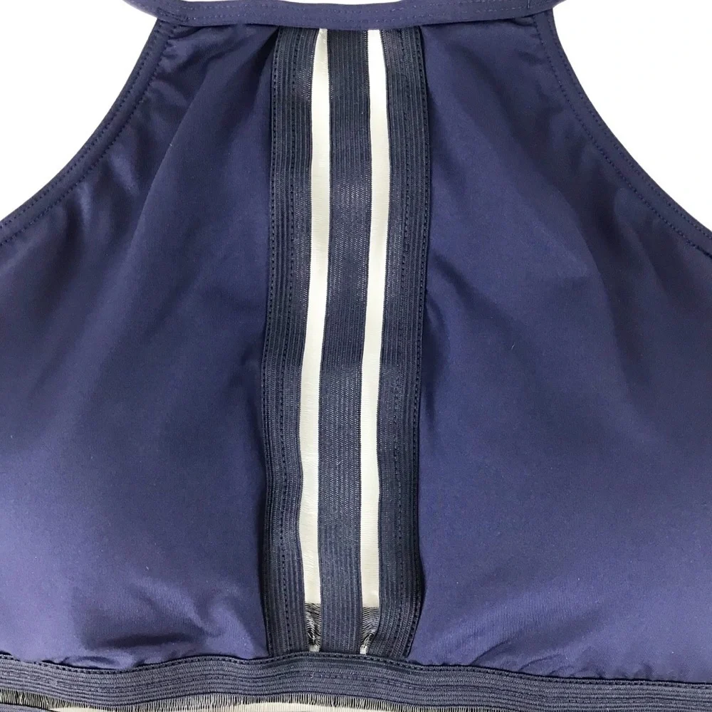 NWT Kenneth Cole Navy High Neck Bikini Top l Large